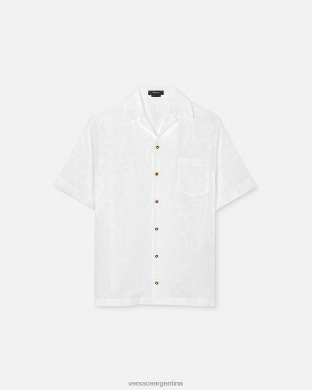 hombres Versace blanco camisa con silueta barroca ropa 4F6041290