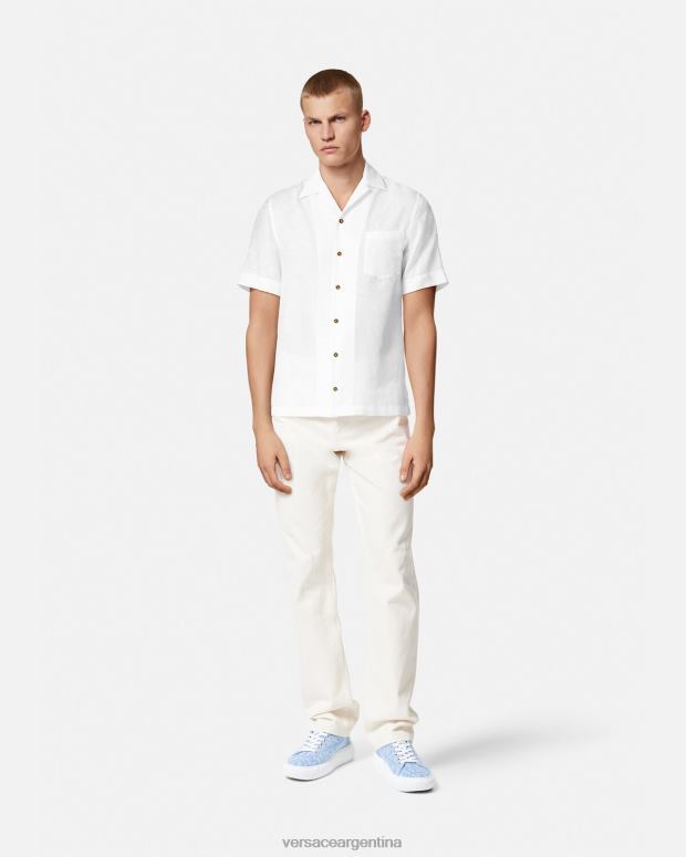 hombres Versace blanco camisa con silueta barroca ropa 4F6041290