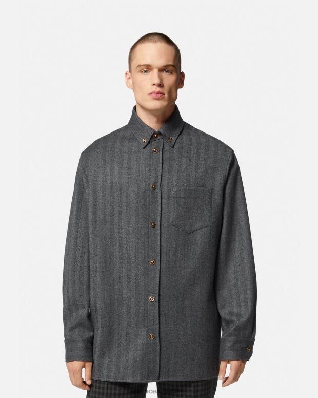 hombres Versace gris sobrecamisa de cachemir con medusa ropa 4F6041302