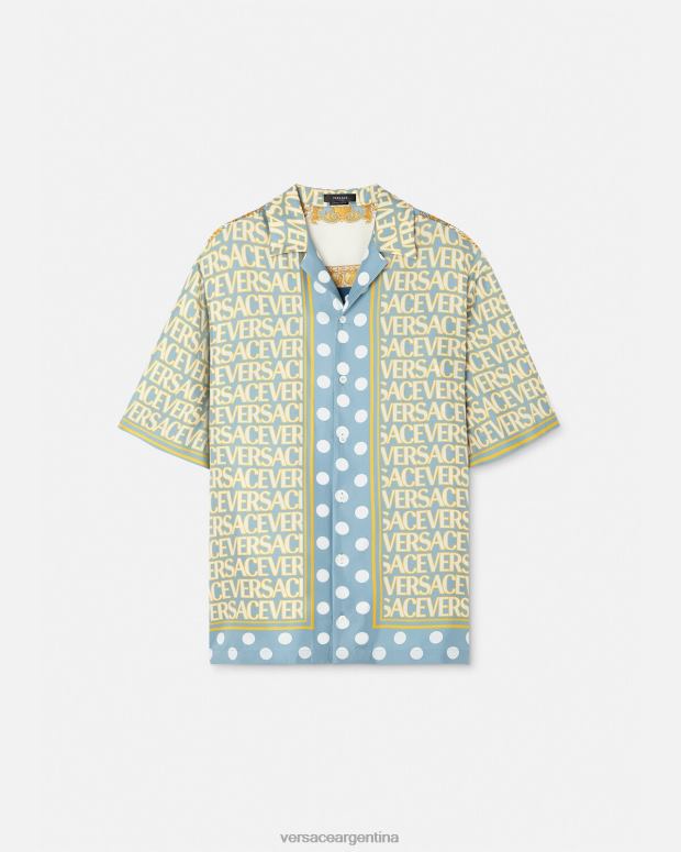 hombres Versace imprimir camisa de seda entera ropa 4F6041285