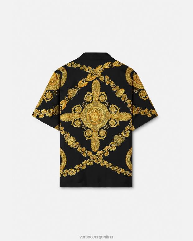 hombres Versace imprimir camisa maschera barroca de seda ropa 4F6041311