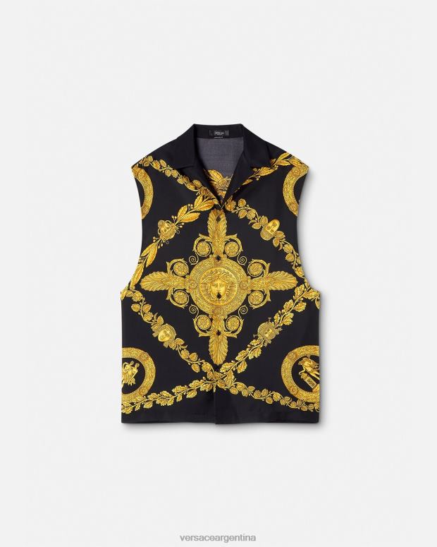 hombres Versace imprimir camisa maschera barroca de seda ropa 4F6041312