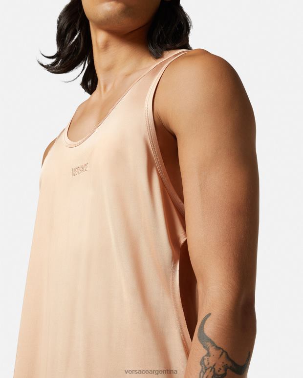hombres Versace beige camiseta sin mangas con abertura ropa 4F6041380