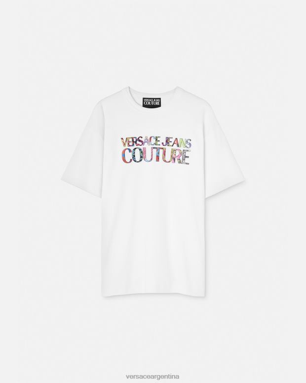 hombres Versace blanco camiseta con logo ropa 4F6042370