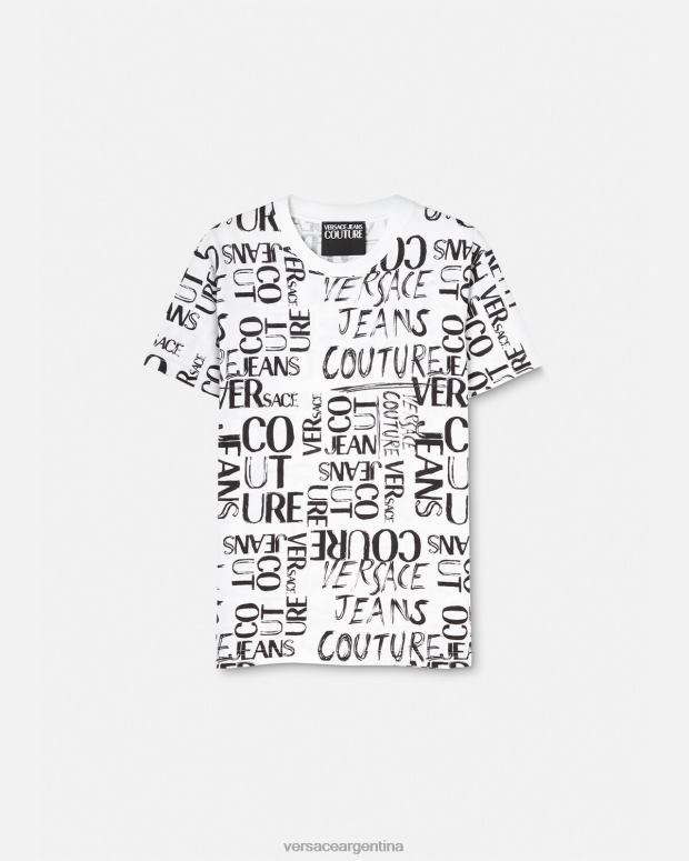 hombres Versace blanco camiseta con logo y garabato ropa 4F6042369