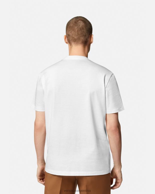 hombres Versace blanco camiseta con logo y silueta barroca ropa 4F6041379