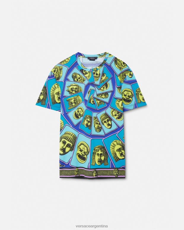 hombres Versace imprimir camiseta le maschere ropa 4F6041381