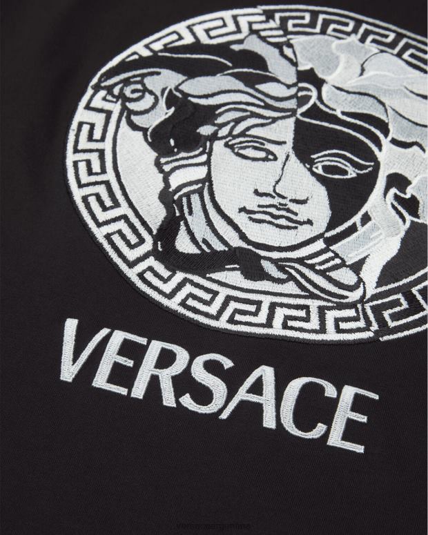 hombres Versace negro camiseta con logo de medusa ropa 4F6041397