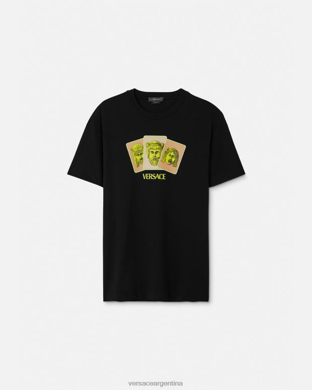 hombres Versace negro camiseta le maschere ropa 4F6041382