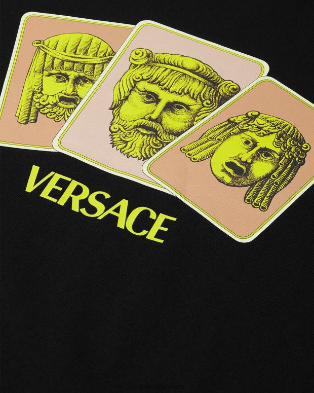 hombres Versace negro camiseta le maschere ropa 4F6041382