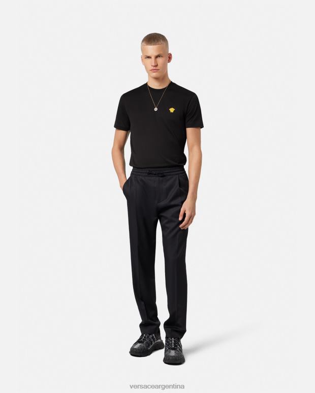 hombres Versace negro camiseta medusa ropa 4F6041370
