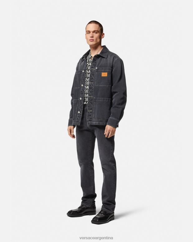 hombres Versace negro y estampado camiseta por toda la prenda ropa 4F6041390