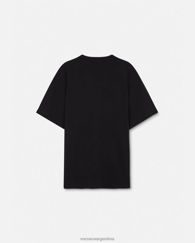 hombres Versace oro negro camiseta de alta costura con logo ropa 4F6042388