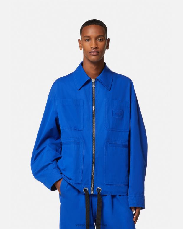 hombres Versace azul chaqueta tipo cazadora con logo ropa 4F6041234