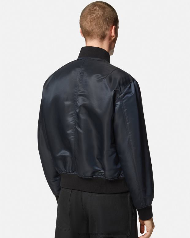 hombres Versace azul y oro chaqueta bomber reversible barroco 660 ropa 4F6041240