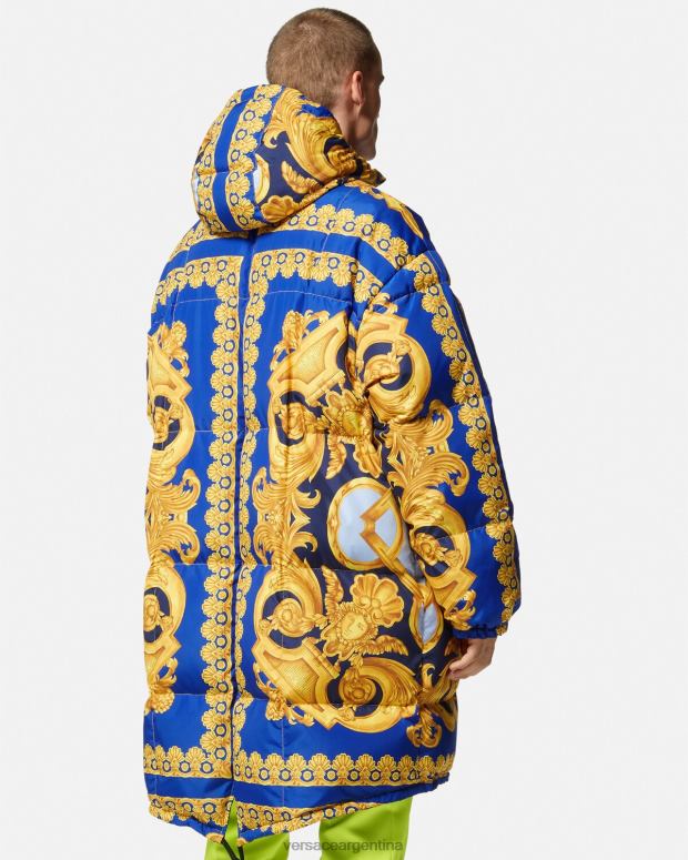 hombres Versace azul y oro parka acolchada reversible barroco 660 ropa 4F6041239