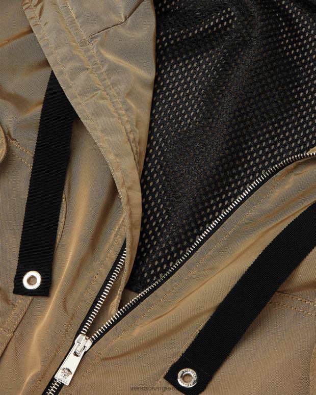 hombres Versace beige chamarra cortavientos con logo ropa 4F6041231