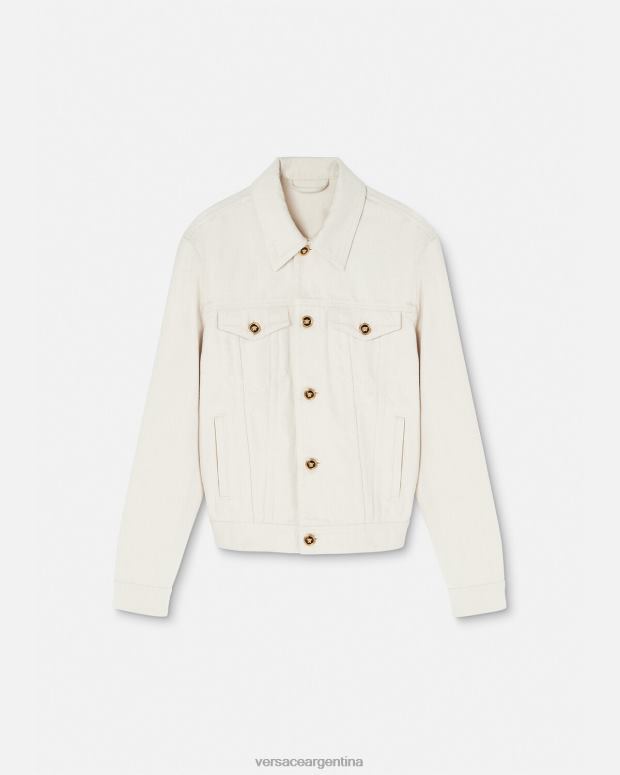 hombres Versace blanco chamarra vaquera con Medusa Biggie ropa 4F6041222