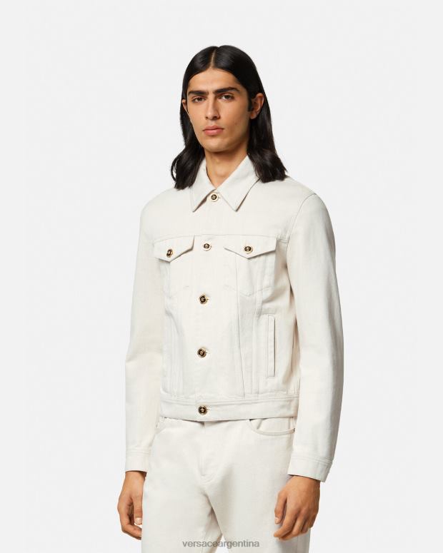 hombres Versace blanco chamarra vaquera con Medusa Biggie ropa 4F6041222