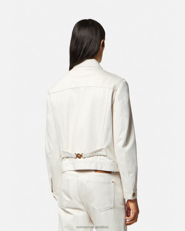 hombres Versace blanco chamarra vaquera con Medusa Biggie ropa 4F6041222
