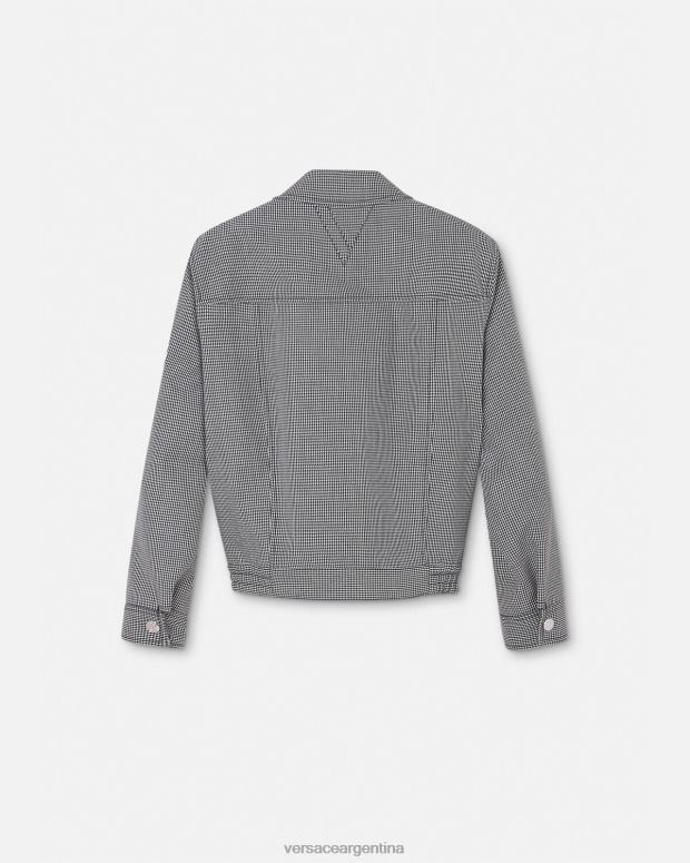 hombres Versace blanco negro chaqueta tipo blusón con cremallera y pata de gallo ropa 4F6041259