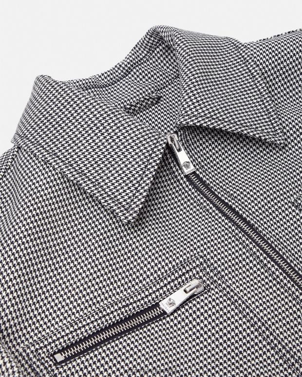 hombres Versace blanco negro chaqueta tipo blusón con cremallera y pata de gallo ropa 4F6041259