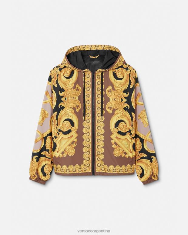 hombres Versace marrón y dorado chaqueta cortavientos barroco 660 ropa 4F6041241