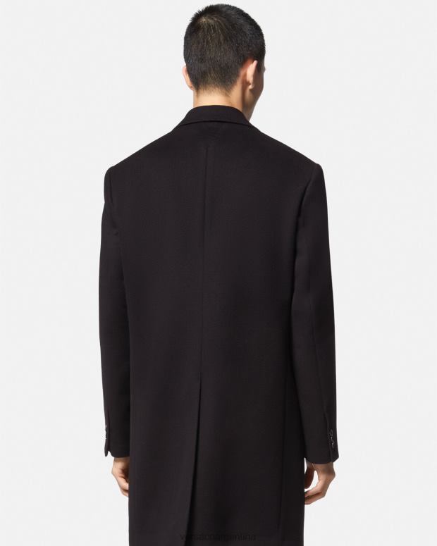 hombres Versace negro abrigo de botonadura simple ropa 4F6041227