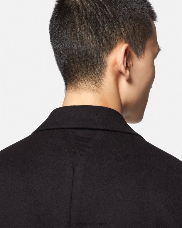 hombres Versace negro abrigo de botonadura simple ropa 4F6041227