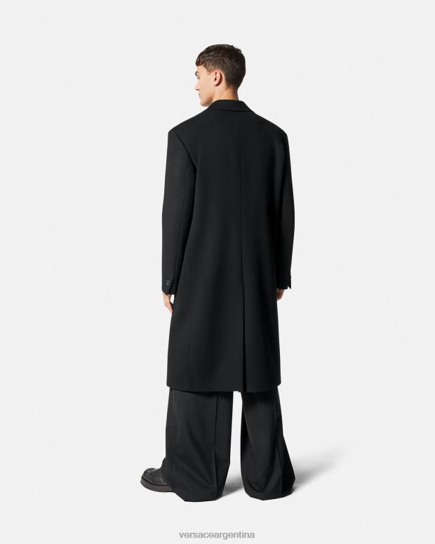 hombres Versace negro abrigo de lana con botonadura simple ropa 4F6041245