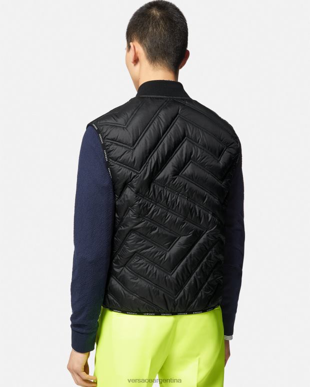 hombres Versace negro chaleco acolchado la greca ropa 4F6041247