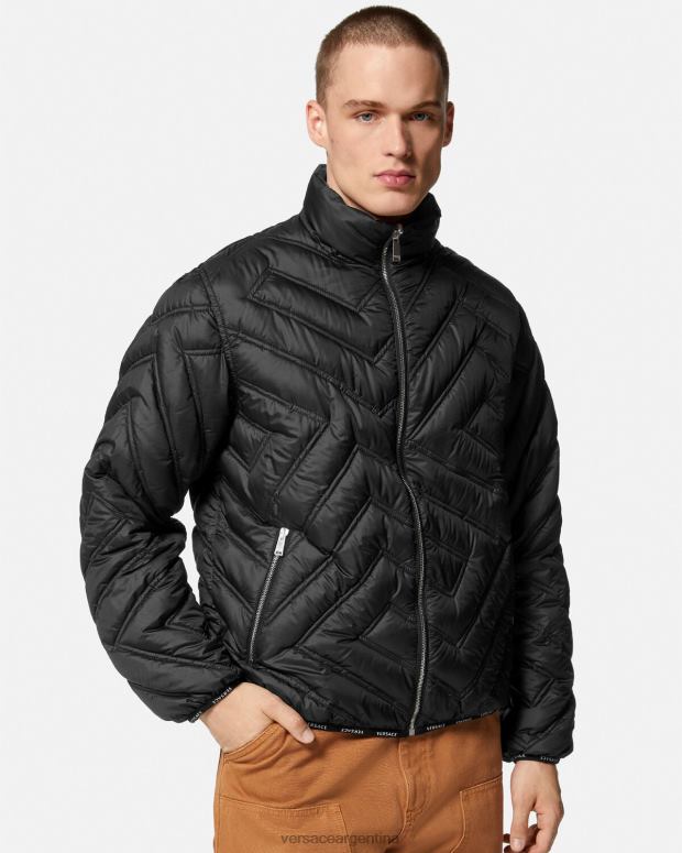 hombres Versace negro chaqueta acolchada la greca ropa 4F6041228