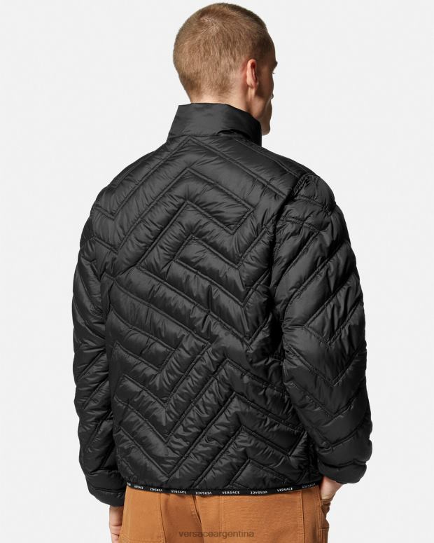 hombres Versace negro chaqueta acolchada la greca ropa 4F6041228