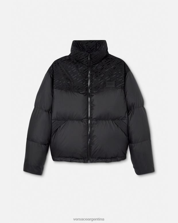 hombres Versace negro chaqueta acolchada la greca ropa 4F6041248