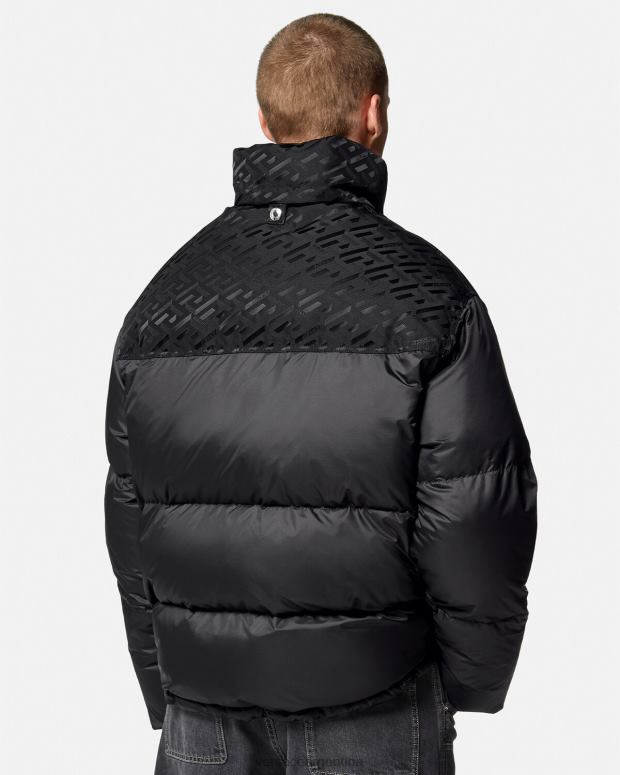 hombres Versace negro chaqueta acolchada la greca ropa 4F6041248