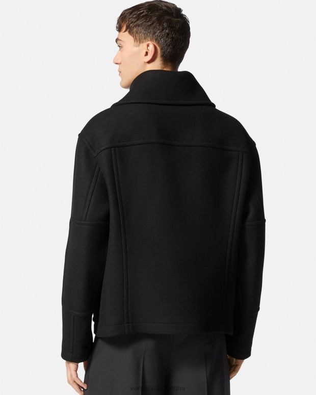 hombres Versace negro chaqueta tipo blusón de lana con medusa ropa 4F6041251