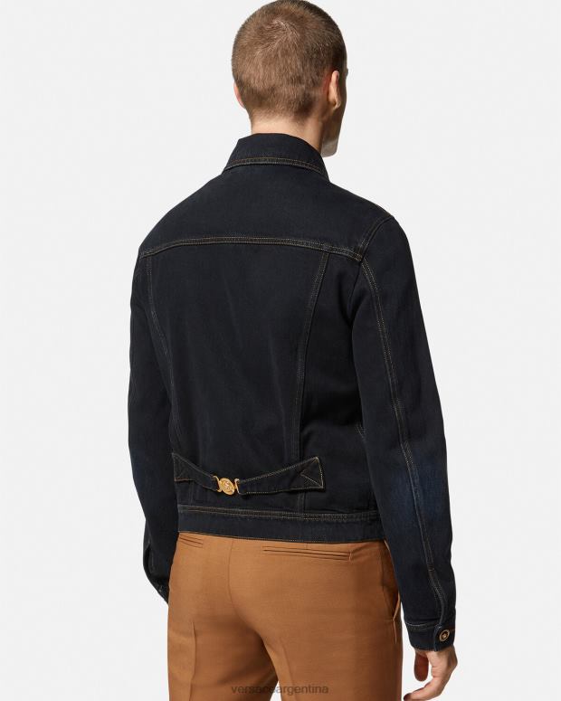 hombres Versace negro chaqueta vaquera con medusa ropa 4F6041252