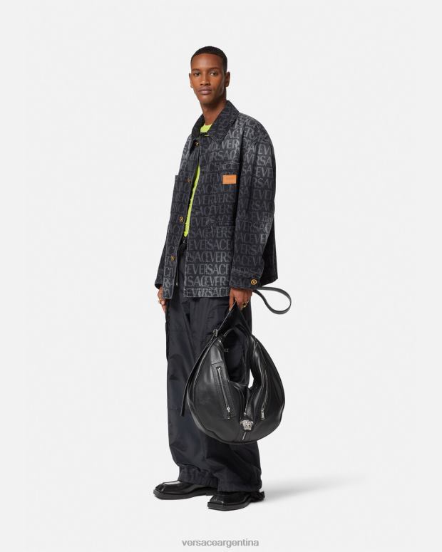 hombres Versace negro y estampado chaqueta vaquera integral ropa 4F6041224