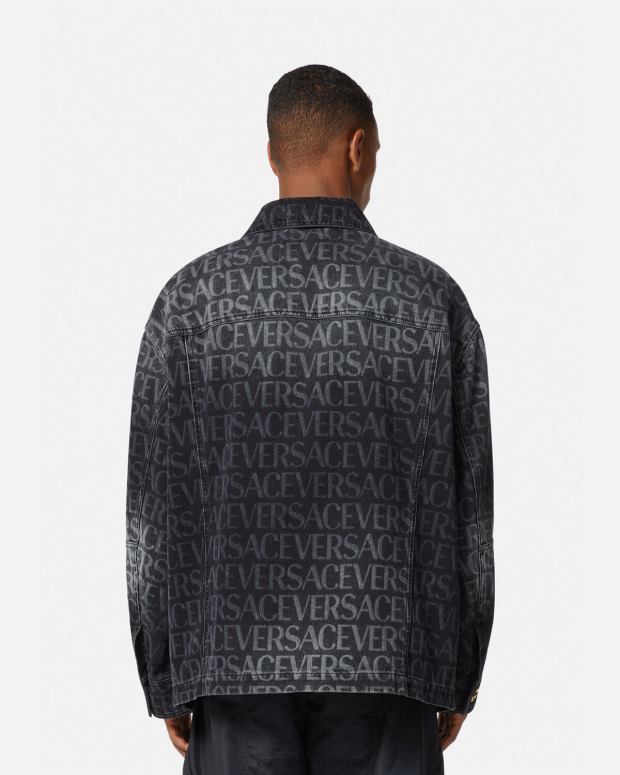 hombres Versace negro y estampado chaqueta vaquera integral ropa 4F6041224