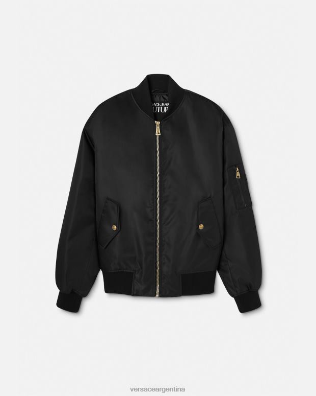 hombres Versace oro negro chaqueta bomber de alta costura con logo ropa 4F6042417