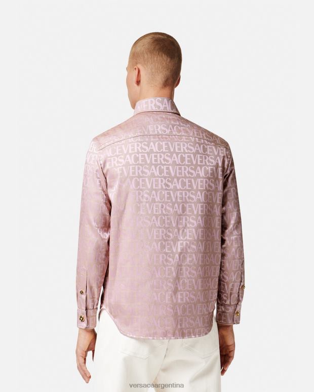 hombres Versace rosa y estampado sobrecamisa integral ropa 4F6041218