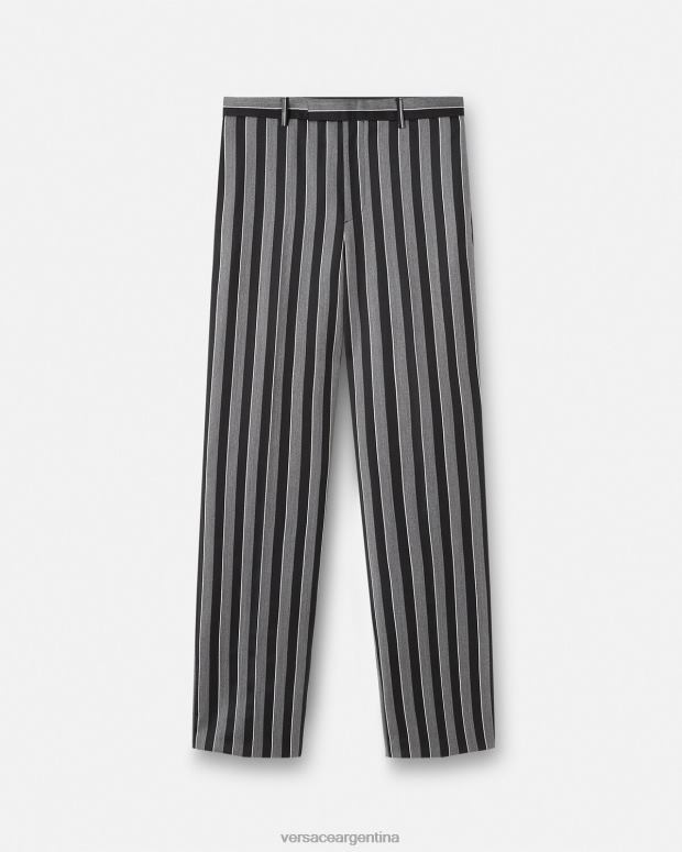 hombres Versace gris pantalones de lana a rayas ropa 4F6041269