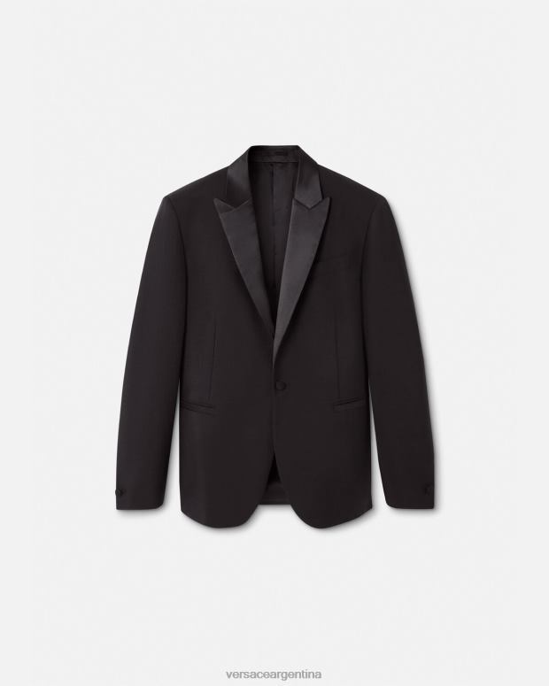 hombres Versace negro chaqueta formal de lana ropa 4F6041260
