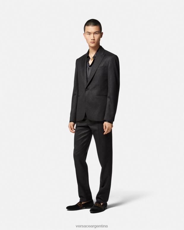 hombres Versace negro pantalones con greca jacquard ropa 4F6041276