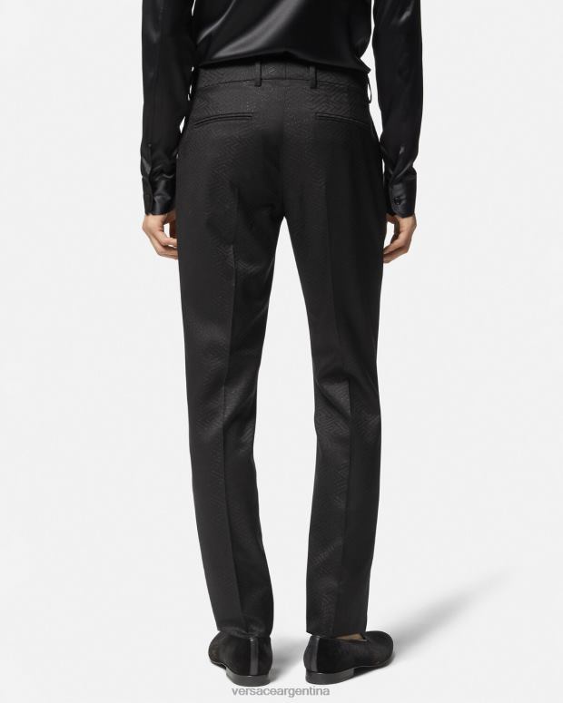 hombres Versace negro pantalones con greca jacquard ropa 4F6041276