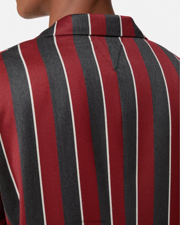 hombres Versace rojo y gris blazer a rayas con botonadura simple ropa 4F6041271