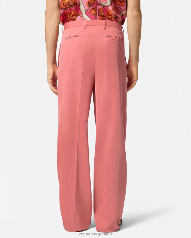 hombres Versace rosa pantalones formales de pierna ancha ropa 4F6041274