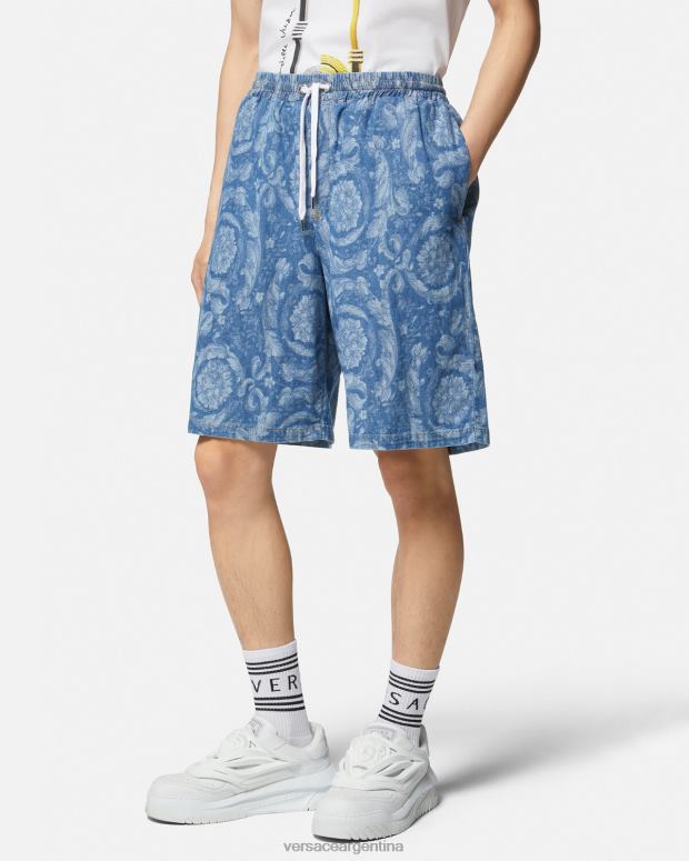 hombres Versace Plano shorts de mezclilla con silueta barroca ropa 4F6041449