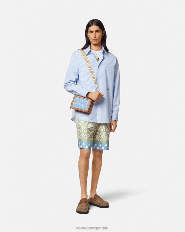 hombres Versace imprimir pantalones cortos de seda ropa 4F6041438