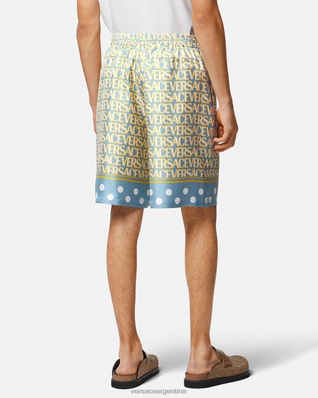 hombres Versace imprimir pantalones cortos de seda ropa 4F6041438